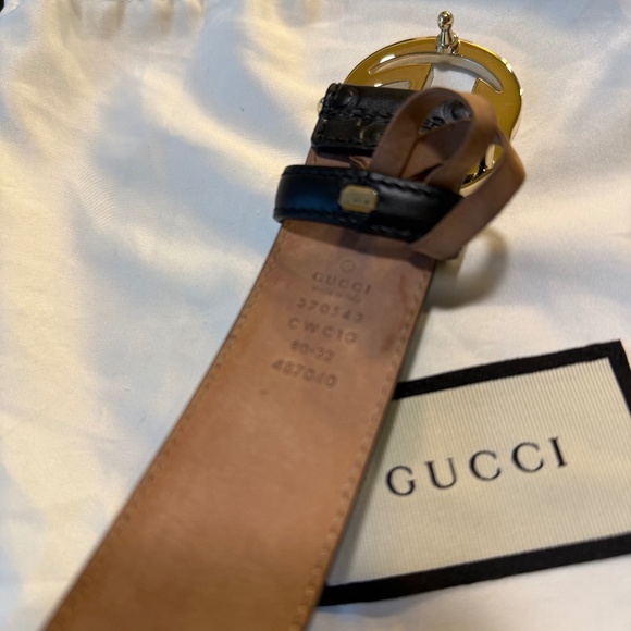 Gucci  VGUC Guccissima Leather Interlocking G Buckle Belt in Black size 80/32 - Picture 11 of 15
